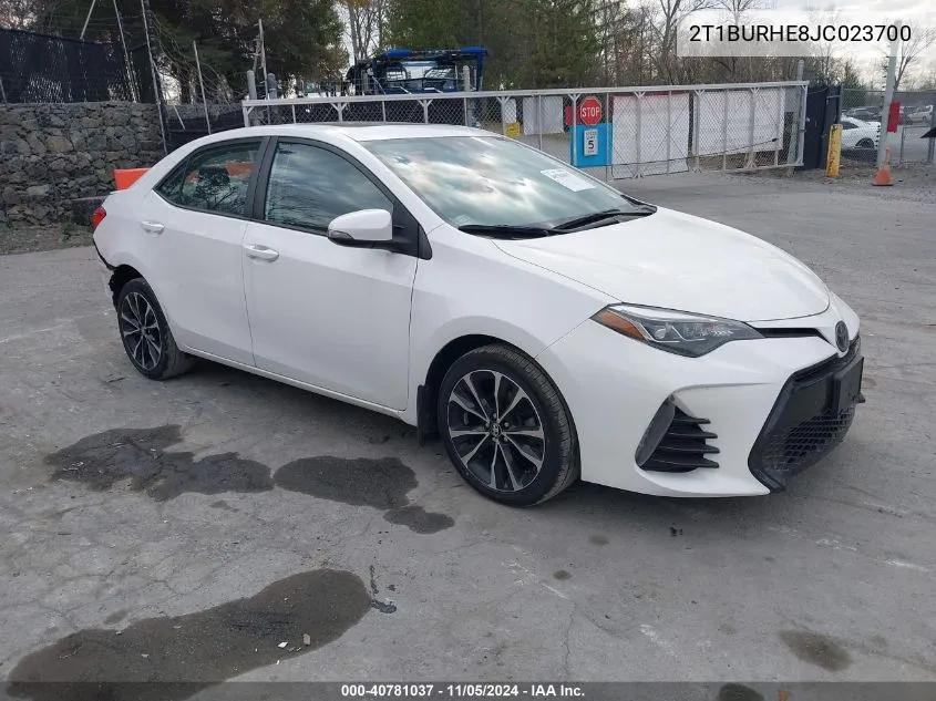 2018 Toyota Corolla Se VIN: 2T1BURHE8JC023700 Lot: 40781037