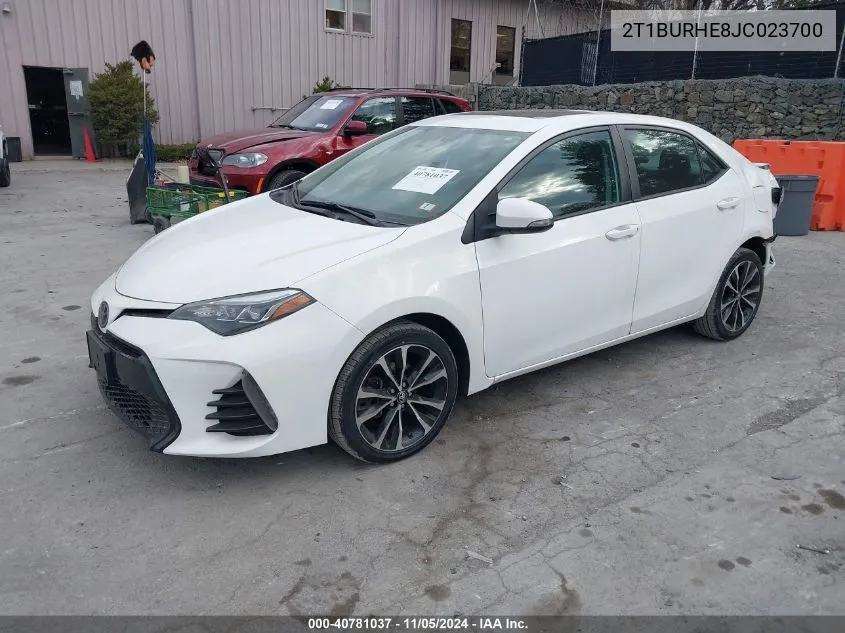 2018 Toyota Corolla Se VIN: 2T1BURHE8JC023700 Lot: 40781037