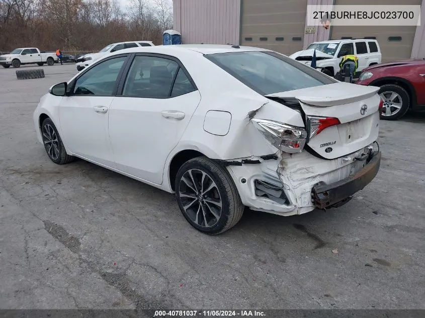 2018 Toyota Corolla Se VIN: 2T1BURHE8JC023700 Lot: 40781037