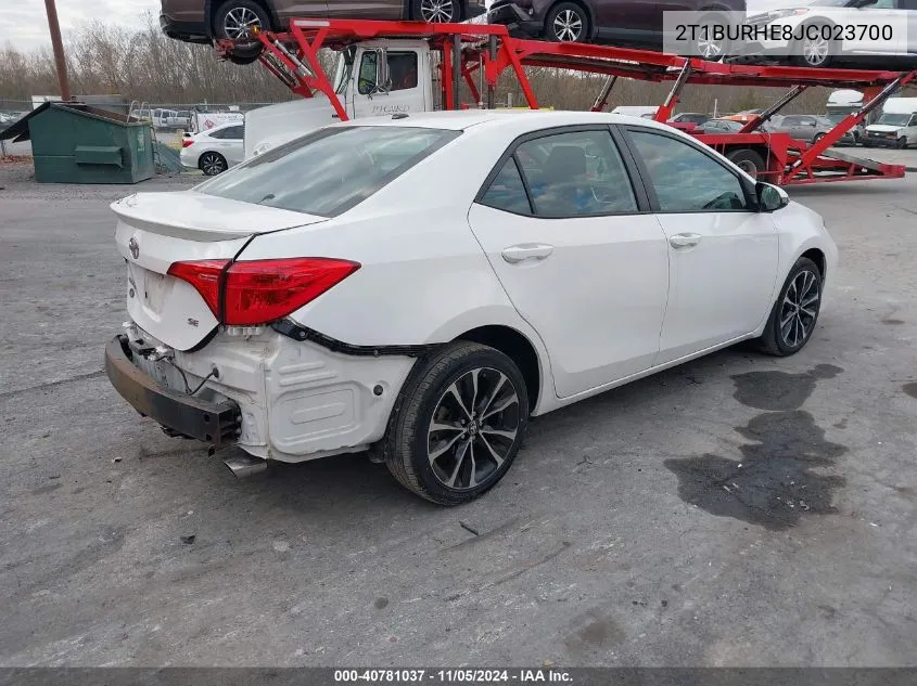 2018 Toyota Corolla Se VIN: 2T1BURHE8JC023700 Lot: 40781037