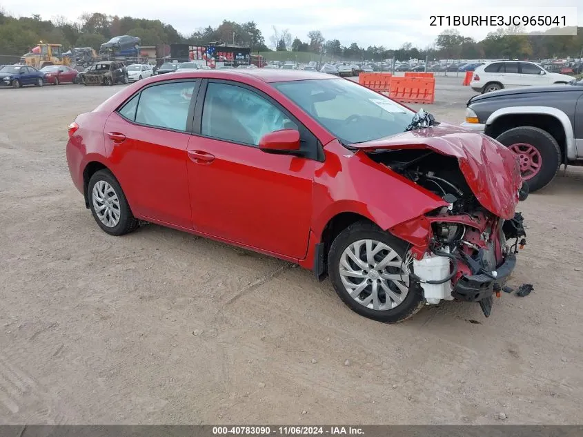 2018 Toyota Corolla Le VIN: 2T1BURHE3JC965041 Lot: 40783090