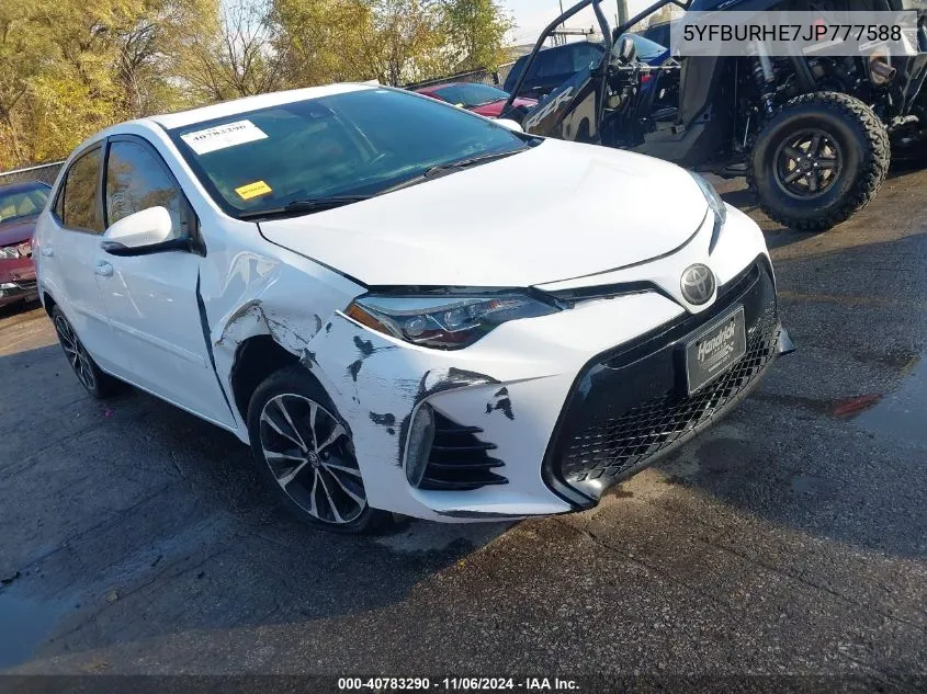 2018 Toyota Corolla Xse VIN: 5YFBURHE7JP777588 Lot: 40783290