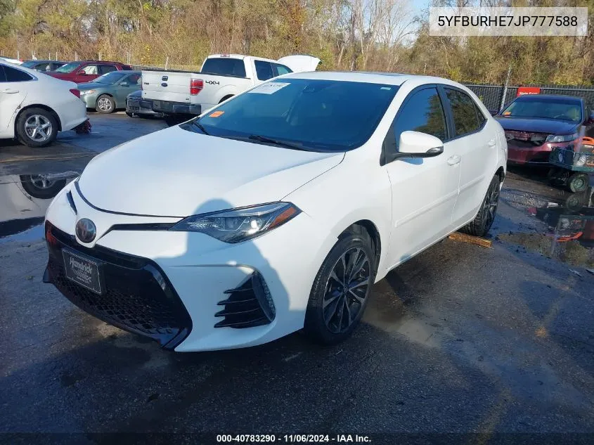 2018 Toyota Corolla Xse VIN: 5YFBURHE7JP777588 Lot: 40783290