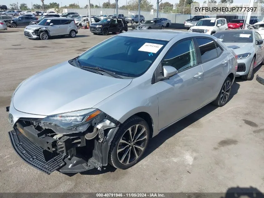 2018 Toyota Corolla Se VIN: 5YFBURHE0JP777397 Lot: 40791946