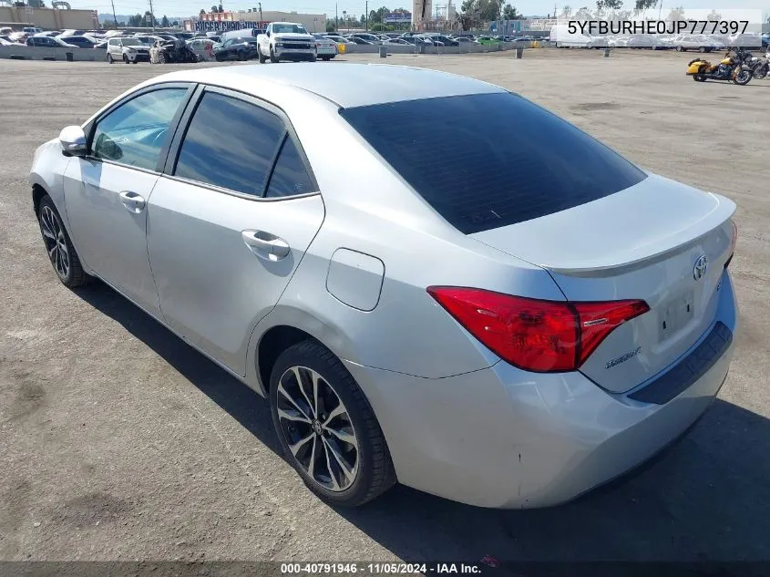 2018 Toyota Corolla Se VIN: 5YFBURHE0JP777397 Lot: 40791946