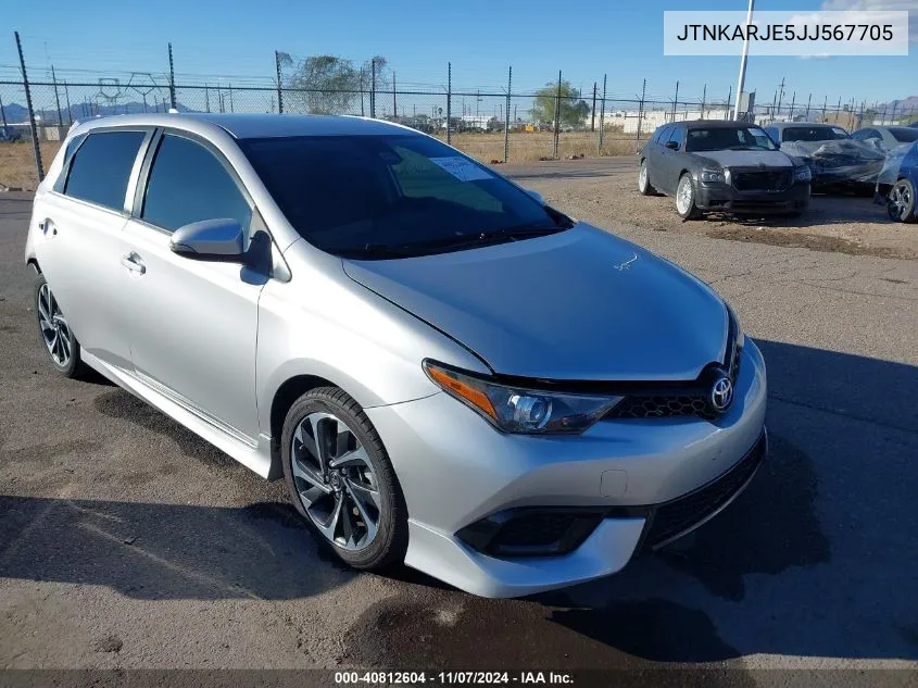 2018 Toyota Corolla Im VIN: JTNKARJE5JJ567705 Lot: 40812604