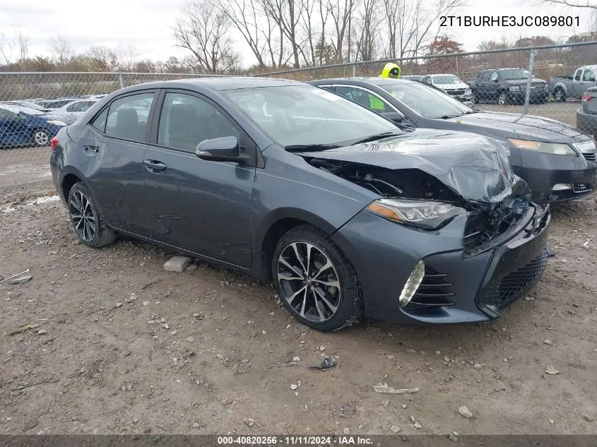 2018 Toyota Corolla Se VIN: 2T1BURHE3JC089801 Lot: 40820256