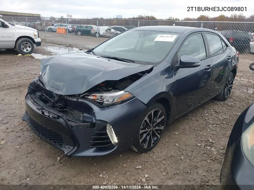 2018 Toyota Corolla Se VIN: 2T1BURHE3JC089801 Lot: 40820256