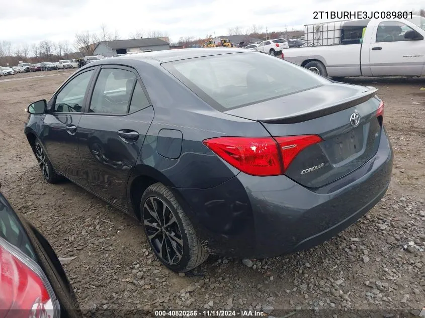 2018 Toyota Corolla Se VIN: 2T1BURHE3JC089801 Lot: 40820256