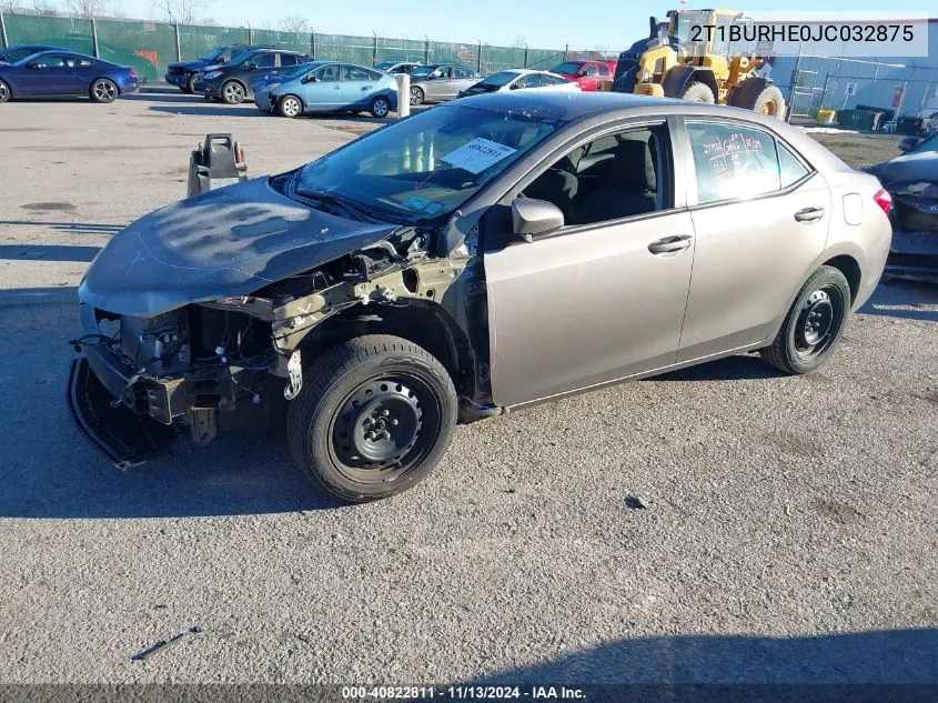 2018 Toyota Corolla Le VIN: 2T1BURHE0JC032875 Lot: 40822811