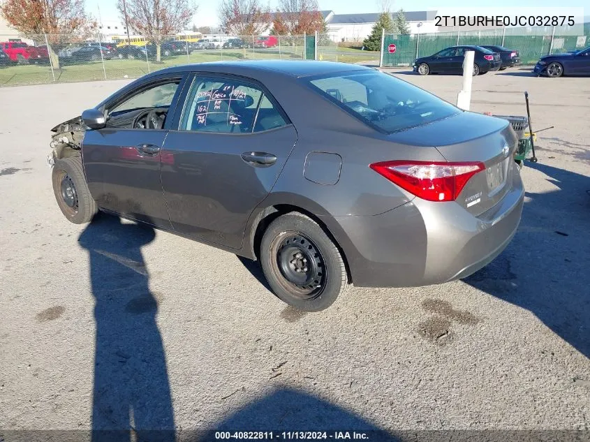 2018 Toyota Corolla Le VIN: 2T1BURHE0JC032875 Lot: 40822811