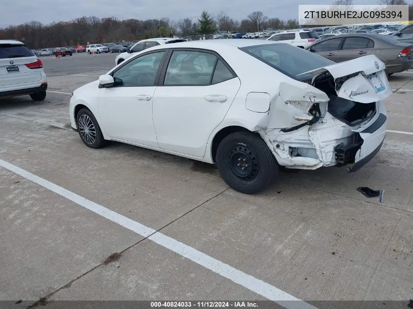 2018 Toyota Corolla Le VIN: 2T1BURHE2JC095394 Lot: 40824033