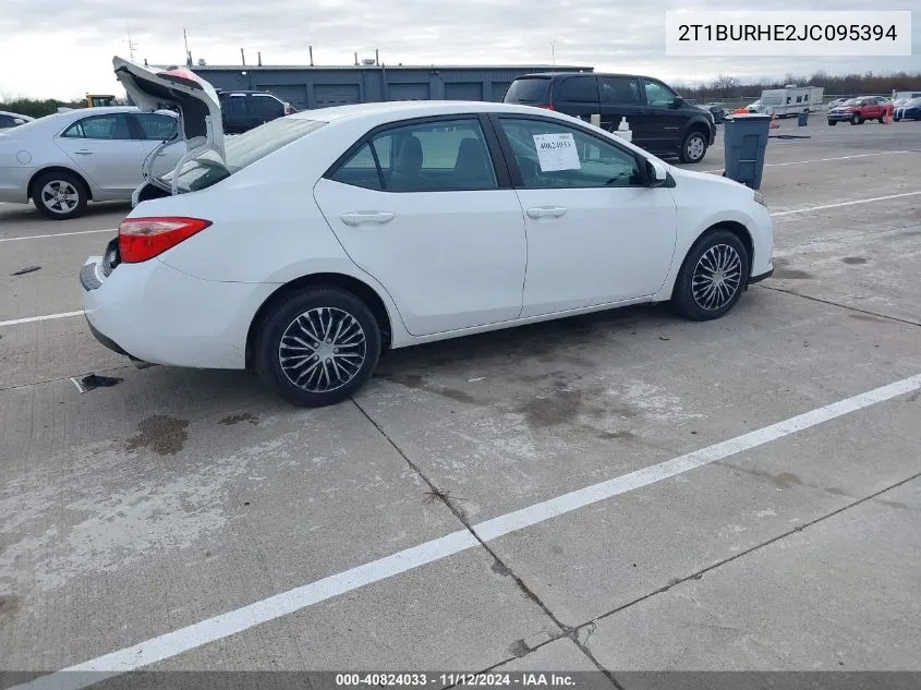 2018 Toyota Corolla Le VIN: 2T1BURHE2JC095394 Lot: 40824033