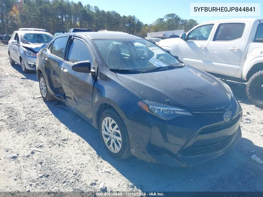 2018 Toyota Corolla Le VIN: 5YFBURHE0JP844841 Lot: 40830648