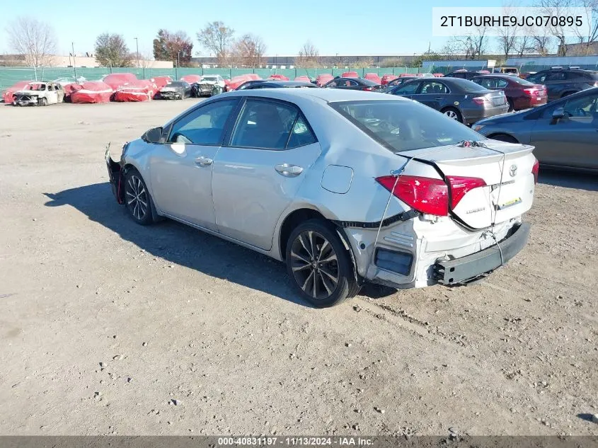 2018 Toyota Corolla Se VIN: 2T1BURHE9JC070895 Lot: 40831197