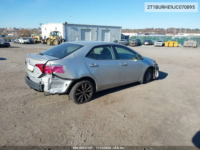 2018 Toyota Corolla Se VIN: 2T1BURHE9JC070895 Lot: 40831197