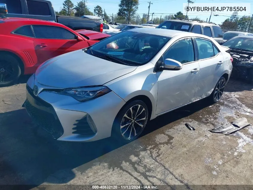 2018 Toyota Corolla Se VIN: 5YFBURHE4JP785504 Lot: 40832120