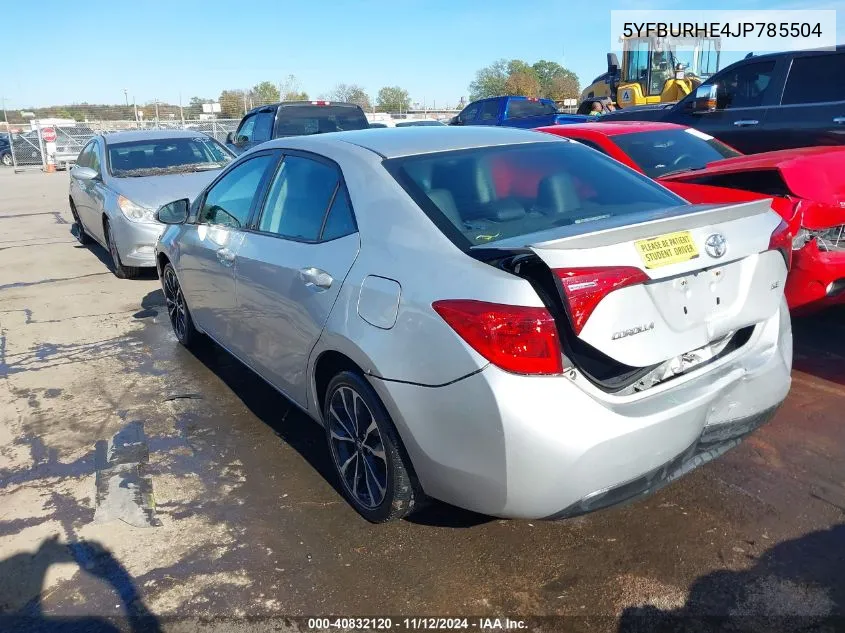 2018 Toyota Corolla Se VIN: 5YFBURHE4JP785504 Lot: 40832120