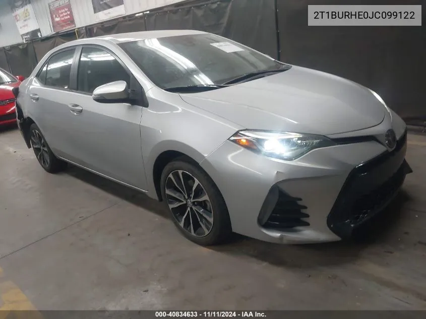 2018 Toyota Corolla Se VIN: 2T1BURHE0JC099122 Lot: 40834633