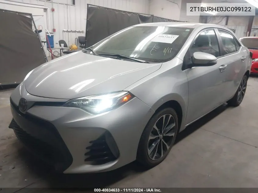 2018 Toyota Corolla Se VIN: 2T1BURHE0JC099122 Lot: 40834633