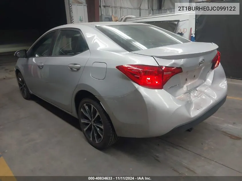 2018 Toyota Corolla Se VIN: 2T1BURHE0JC099122 Lot: 40834633