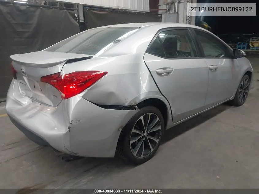 2018 Toyota Corolla Se VIN: 2T1BURHE0JC099122 Lot: 40834633