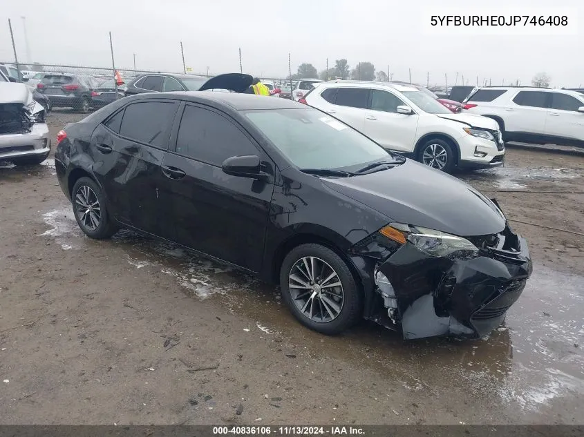 2018 Toyota Corolla L/Le/Xle/Se/Xse VIN: 5YFBURHE0JP746408 Lot: 40836106