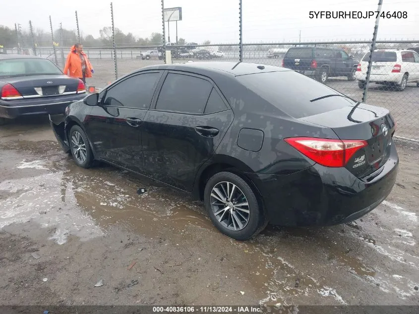 2018 Toyota Corolla L/Le/Xle/Se/Xse VIN: 5YFBURHE0JP746408 Lot: 40836106