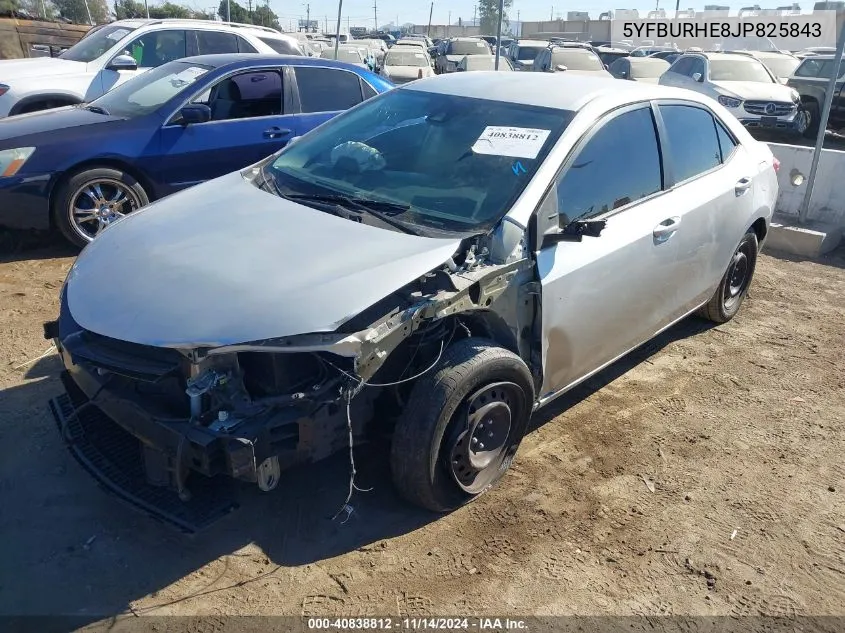 2018 Toyota Corolla Le VIN: 5YFBURHE8JP825843 Lot: 40838812