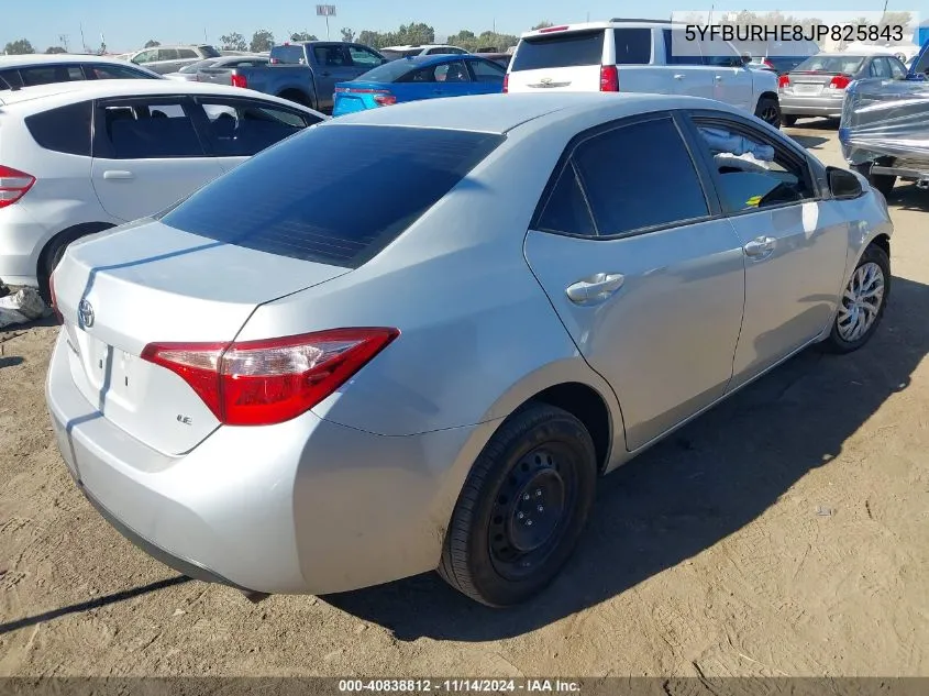 2018 Toyota Corolla Le VIN: 5YFBURHE8JP825843 Lot: 40838812