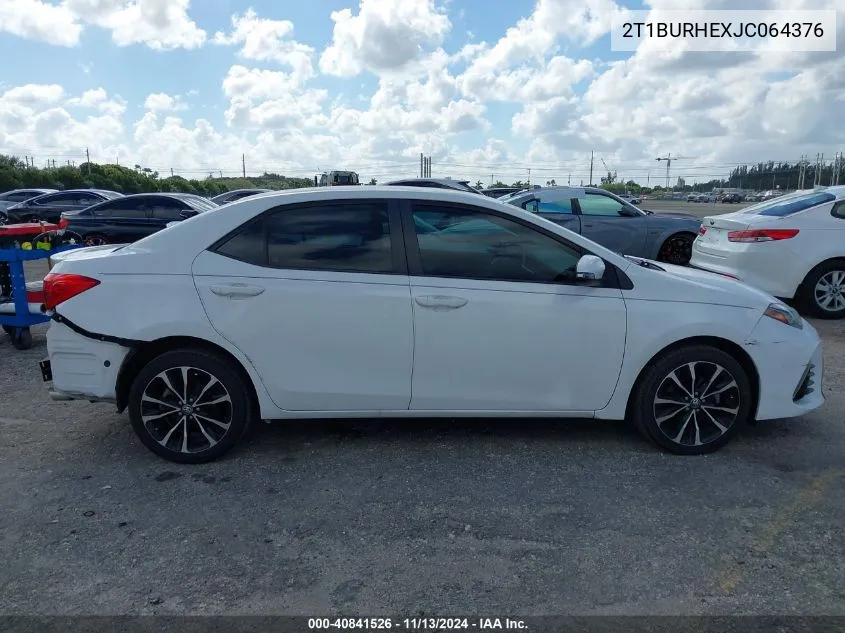 2018 Toyota Corolla Se VIN: 2T1BURHEXJC064376 Lot: 40841526