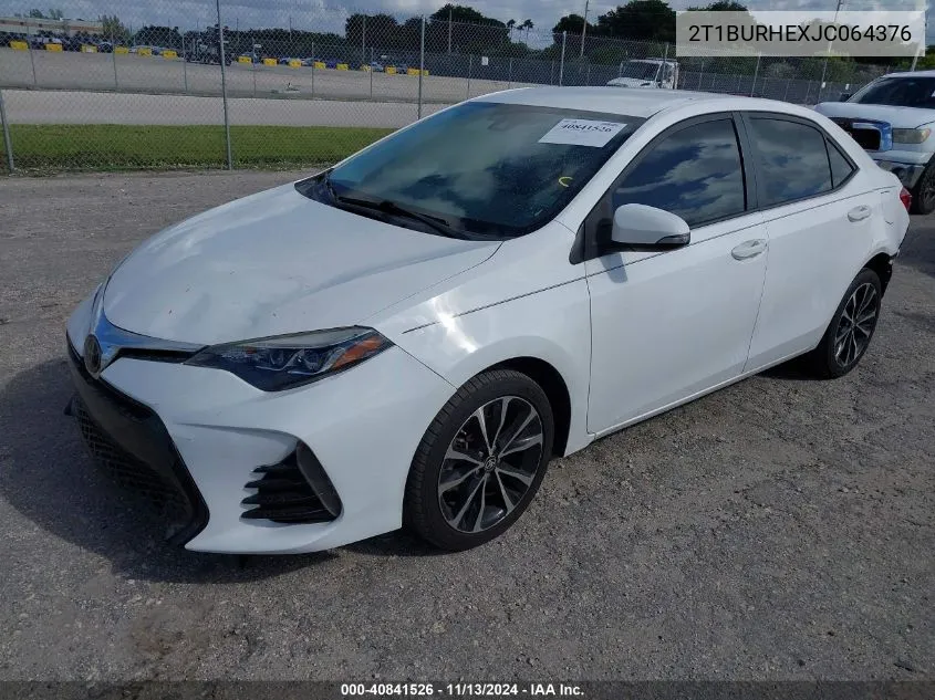 2018 Toyota Corolla Se VIN: 2T1BURHEXJC064376 Lot: 40841526