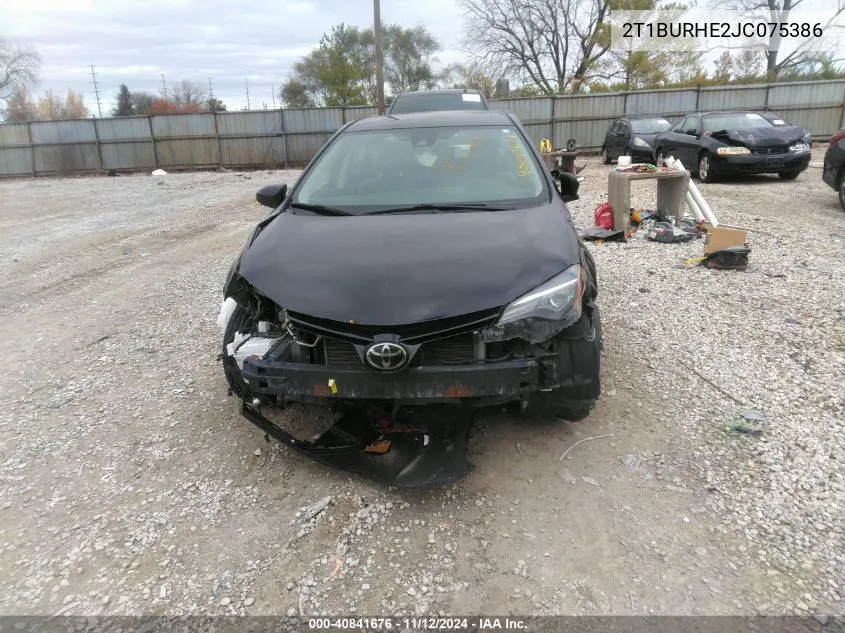 2018 Toyota Corolla Le VIN: 2T1BURHE2JC075386 Lot: 40841676