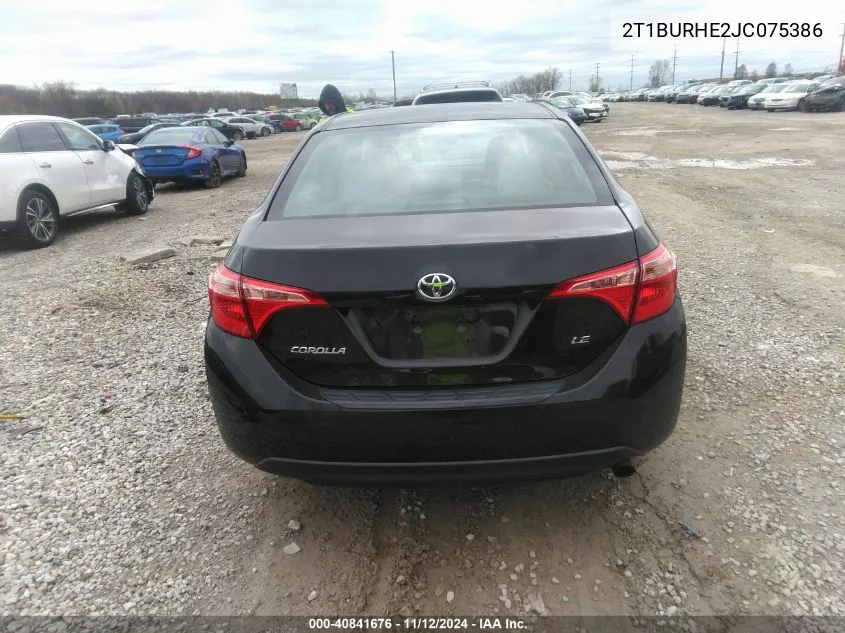 2018 Toyota Corolla Le VIN: 2T1BURHE2JC075386 Lot: 40841676