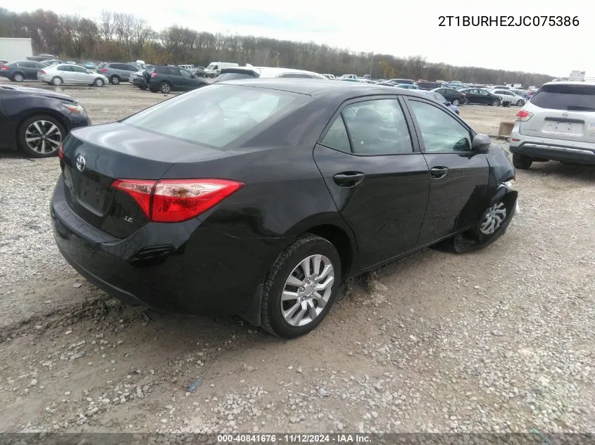 2018 Toyota Corolla Le VIN: 2T1BURHE2JC075386 Lot: 40841676