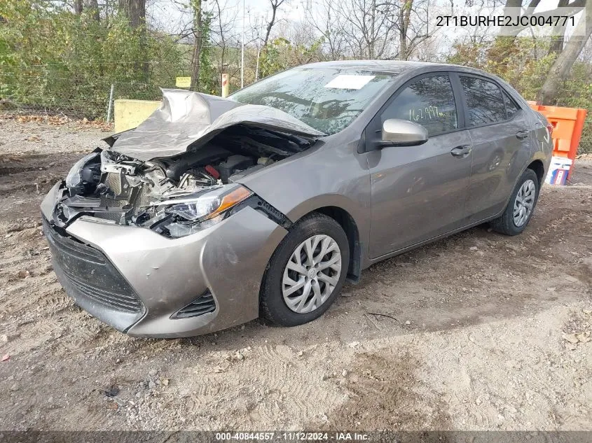 2018 Toyota Corolla Le VIN: 2T1BURHE2JC004771 Lot: 40844557