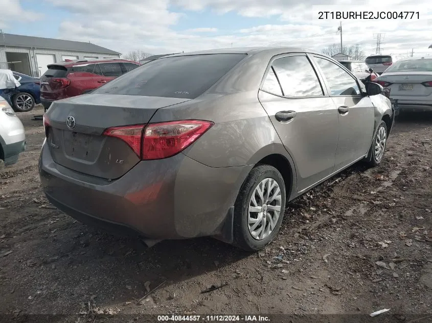 2018 Toyota Corolla Le VIN: 2T1BURHE2JC004771 Lot: 40844557