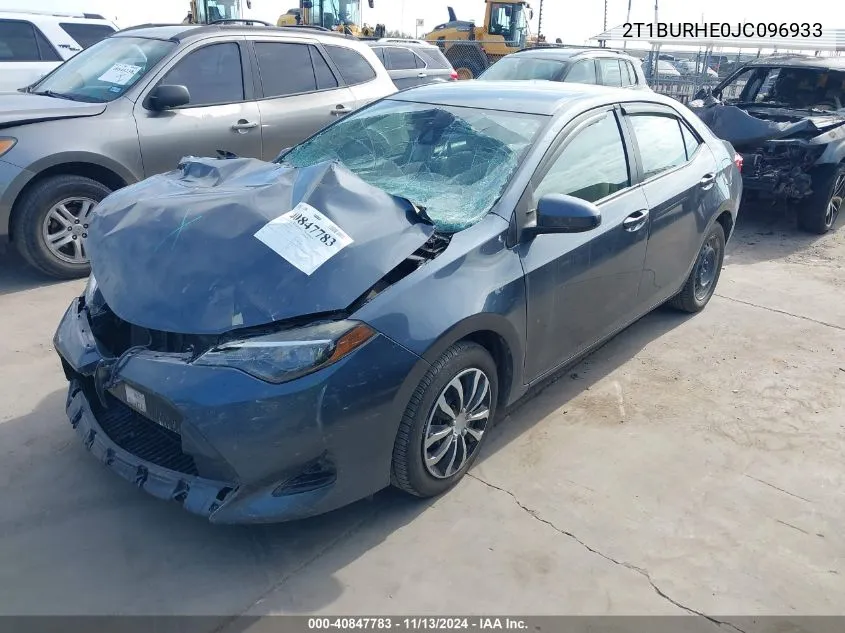 2018 Toyota Corolla Le VIN: 2T1BURHE0JC096933 Lot: 40847783