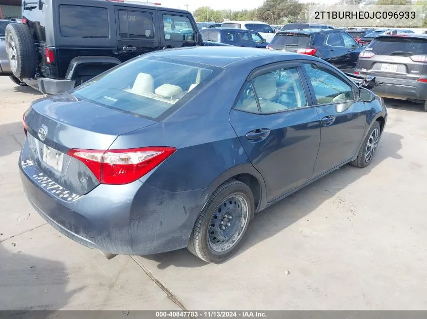 2018 Toyota Corolla Le VIN: 2T1BURHE0JC096933 Lot: 40847783