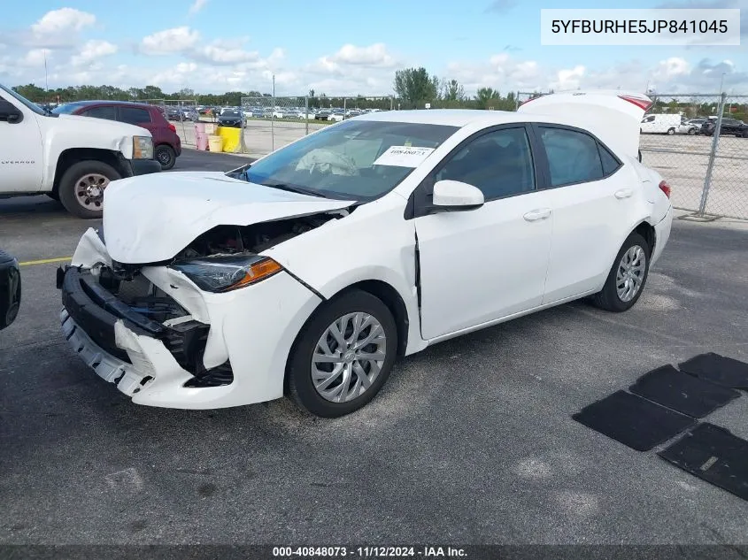 2018 Toyota Corolla Le VIN: 5YFBURHE5JP841045 Lot: 40848073