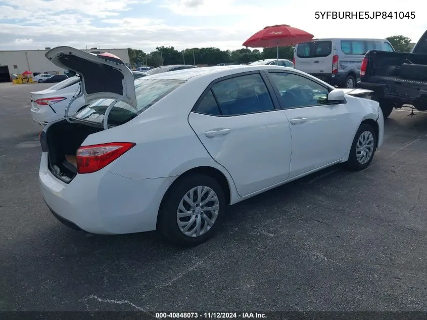 2018 Toyota Corolla Le VIN: 5YFBURHE5JP841045 Lot: 40848073