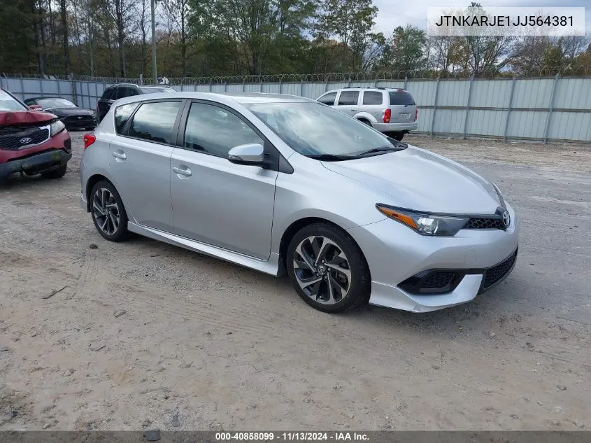 2018 Toyota Corolla Im VIN: JTNKARJE1JJ564381 Lot: 40858099