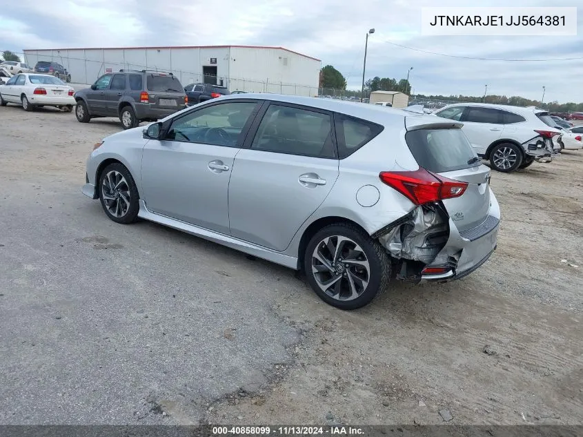 2018 Toyota Corolla Im VIN: JTNKARJE1JJ564381 Lot: 40858099