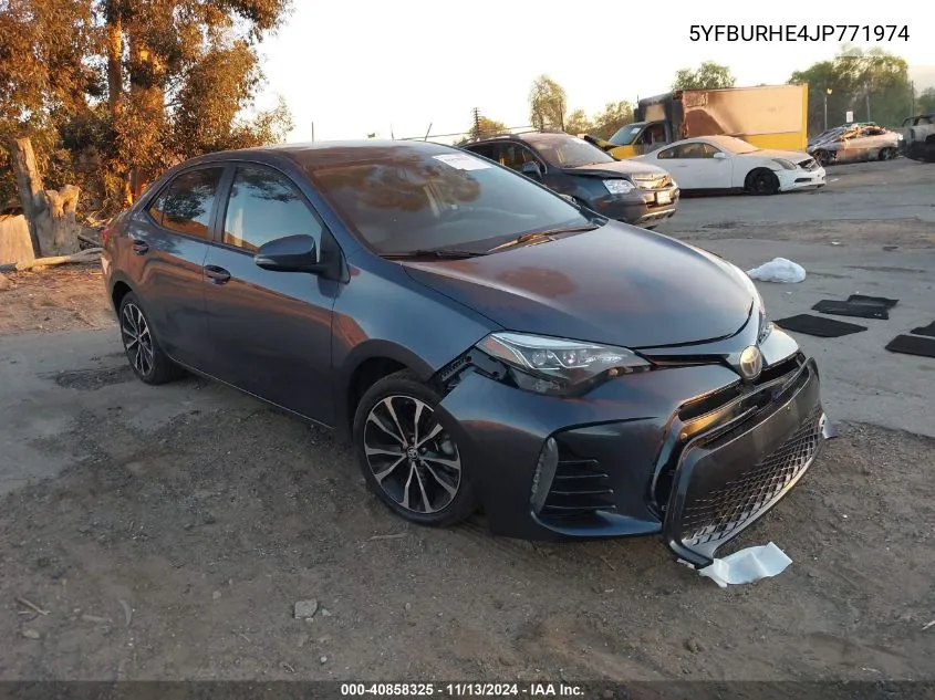 2018 Toyota Corolla Se VIN: 5YFBURHE4JP771974 Lot: 40858325