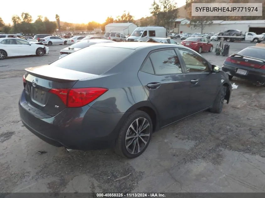 2018 Toyota Corolla Se VIN: 5YFBURHE4JP771974 Lot: 40858325