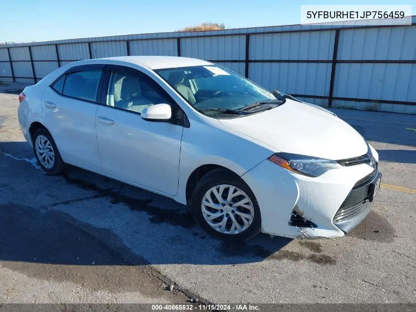 2018 Toyota Corolla Le VIN: 5YFBURHE1JP756459 Lot: 40865532