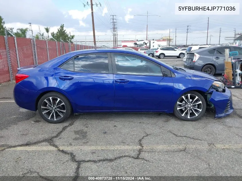 2018 Toyota Corolla Se VIN: 5YFBURHE4JP771036 Lot: 40873725