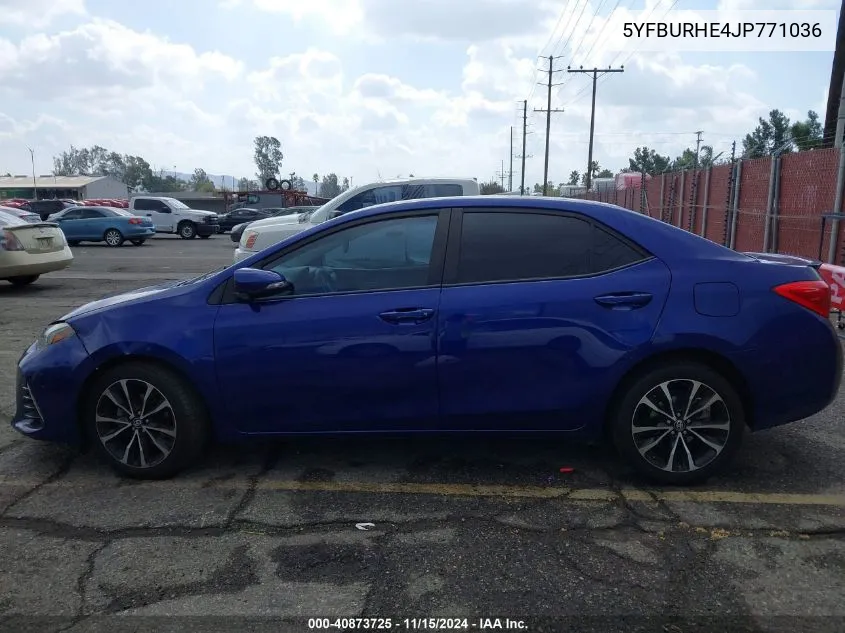 2018 Toyota Corolla Se VIN: 5YFBURHE4JP771036 Lot: 40873725