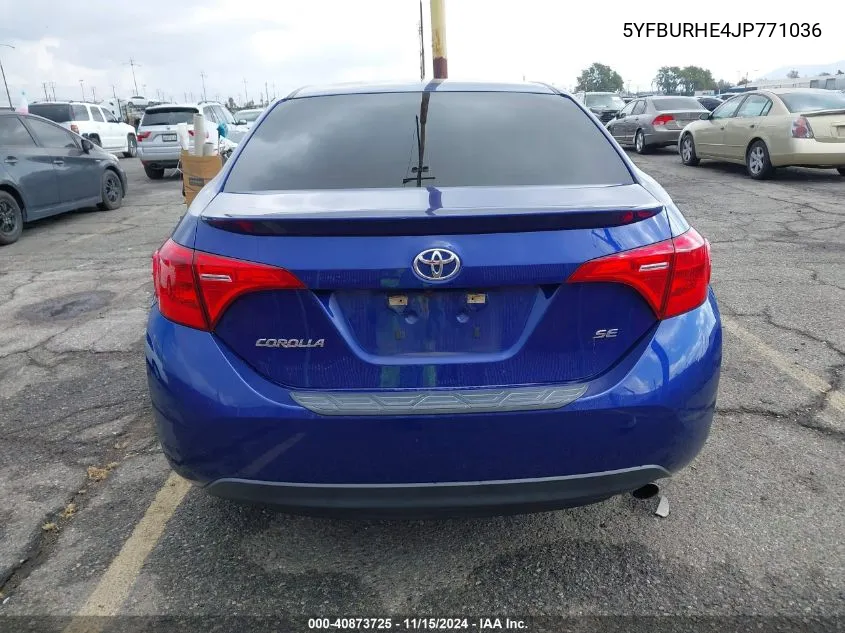 2018 Toyota Corolla Se VIN: 5YFBURHE4JP771036 Lot: 40873725