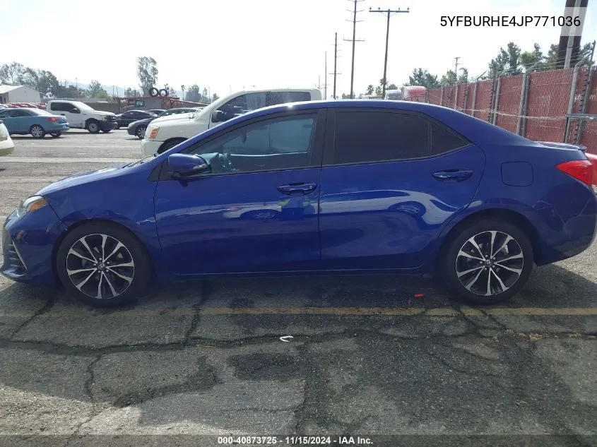 2018 Toyota Corolla Se VIN: 5YFBURHE4JP771036 Lot: 40873725